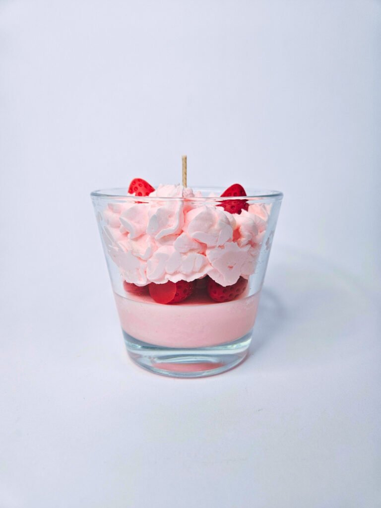 strawberry dessert candle